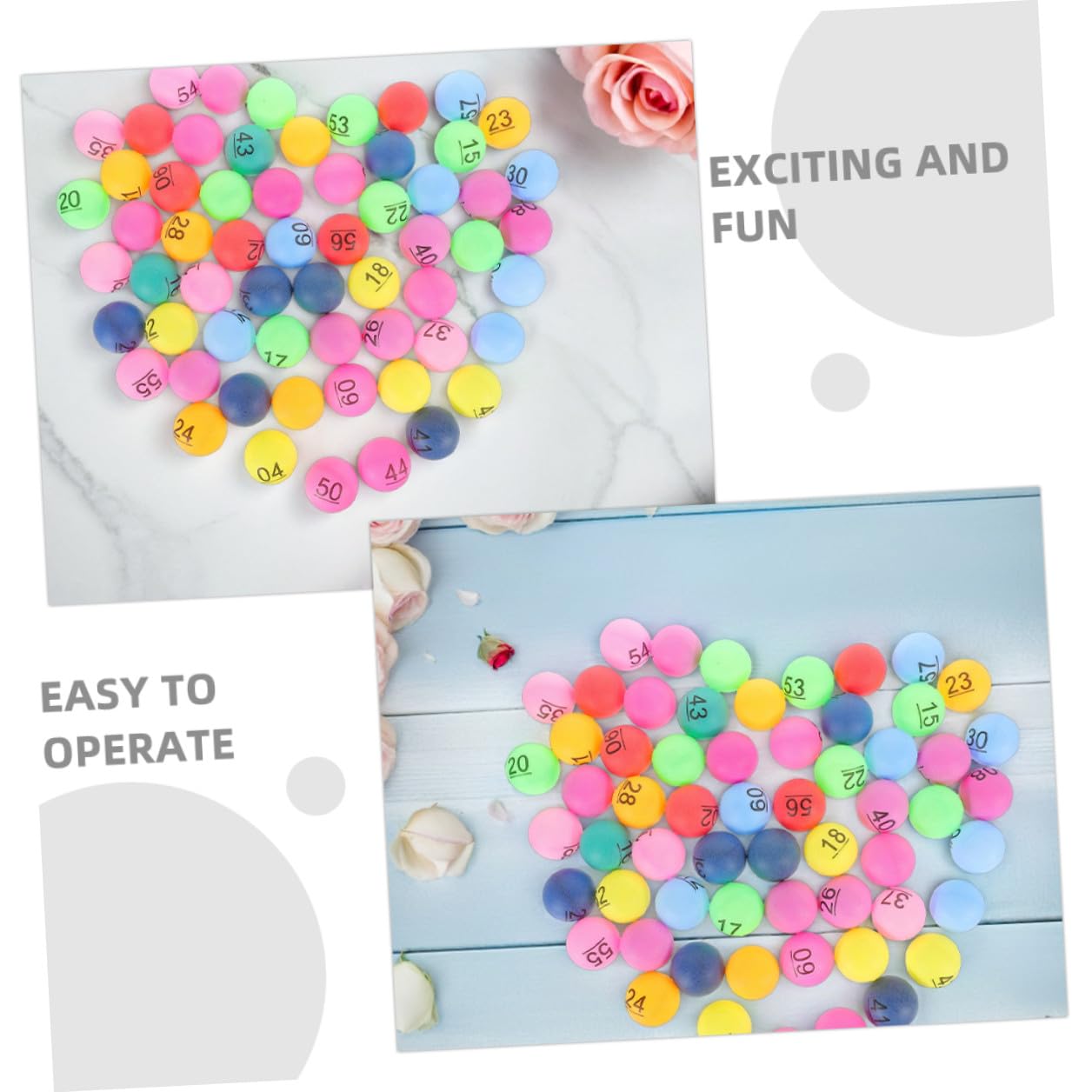 Palline Tombola Numerate 1-90 in Plastica, 90 Pezzi per Estrazione