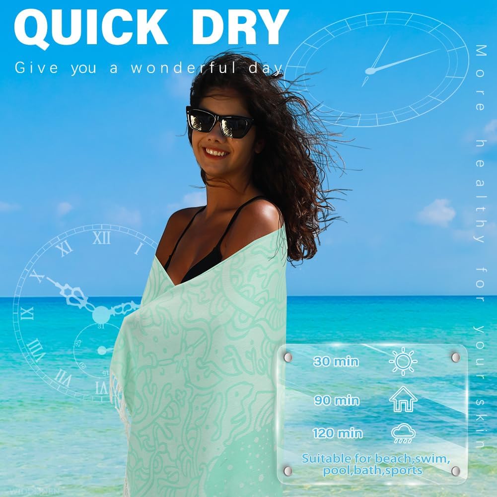 Thin Turkish Beach Towel Lightweight Quick Dry Absorbent Cotton Bathroom Bath Pool Swim Towels Extra Large Oversized Sand Free Beach Accessories Essentials Cloud Gifts for Adult - Image 4