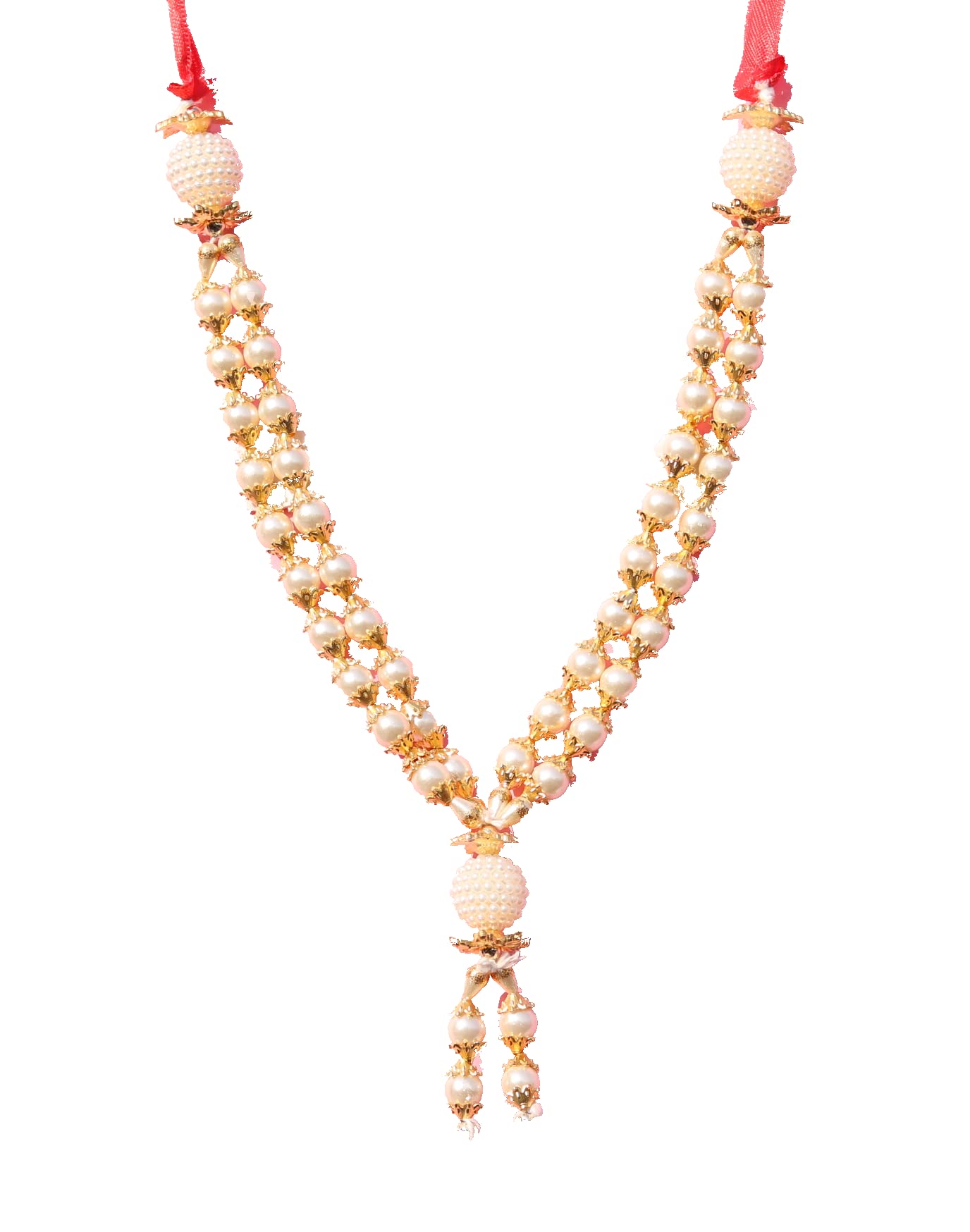 OSI ONESTOREINDIA Handmade Moti Mala Artificial Multicolor Pearl Garland/Moti Mala (Length -26 Cm) Mala Haar For God Idol, Photos, Home & Temple Decoration 3237 (Step - 1)