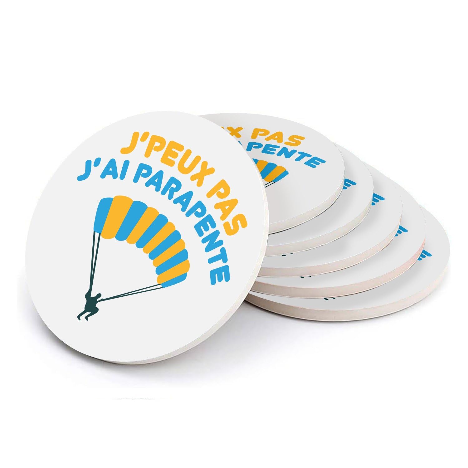 Sous-verre ronds céramique absorbante parapente outdoor lot de 6 anti-rayures