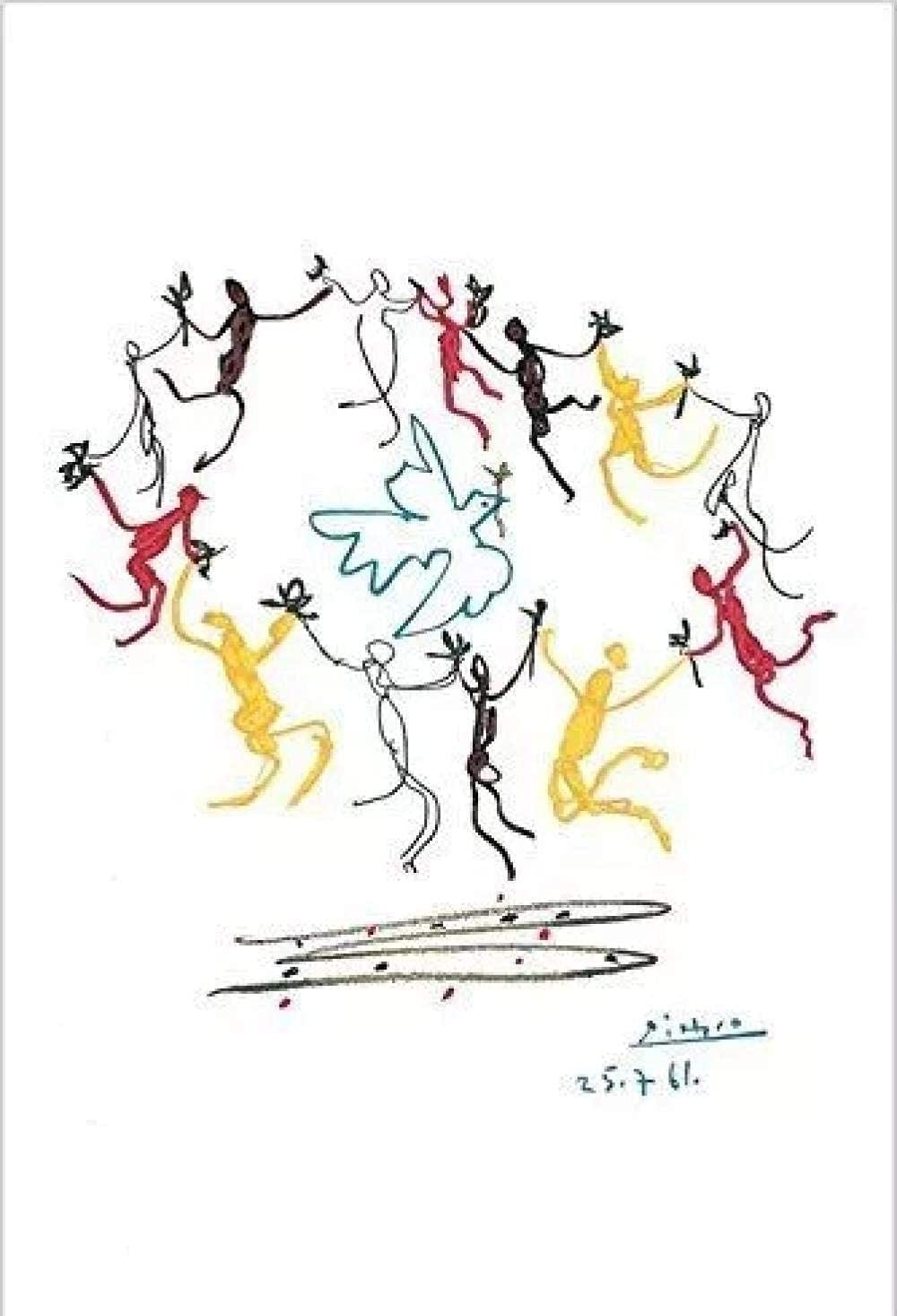 Taniec młodzieży obrazy Pablo Picasso obrazy gołąb pokój ściana plakat Picasso ściana sztuka wydruki nowoczesne płótno sztuka salon pokój sypialnia ściana wystrój J04189
