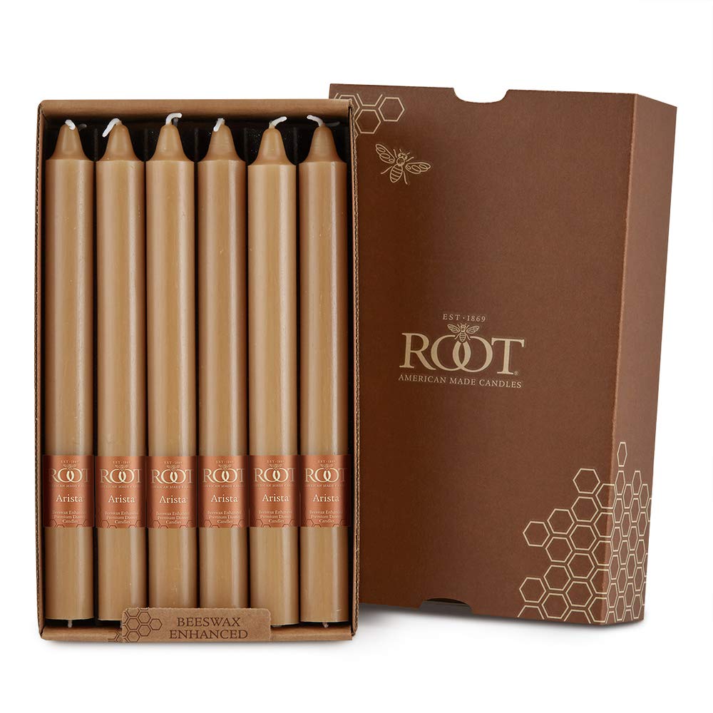 Bougies Racine Root Candles non parfumées Arista de 9 pouces couleur nu pour décoration