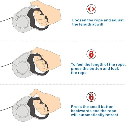 Miniatura 4 de Idepet - Correa retráctil para perros pequeños y medianos, resistente, diseño de cadena de acero anti-masticación, no se enreda 360, sistema de