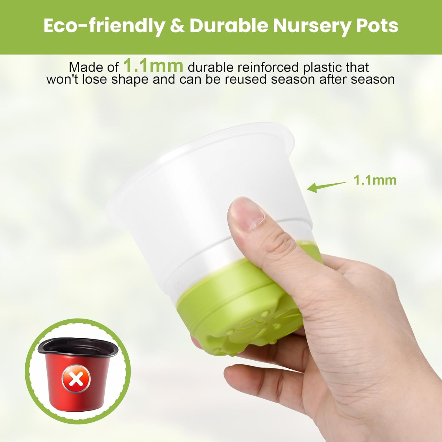 Sckee Clear Nursery Pots for Plants with Lid,30 Packs 4 inch Plastic Seed Starting Pots with Drainage Holes Plant Nursery Pots Silicone Base - Image 5