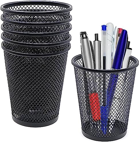Gonice 6 Pack Pencil holder, Mesh Pen Holder for Desk, Black Pen Cup Desk Organizer for Home, Schoo and Office image 1