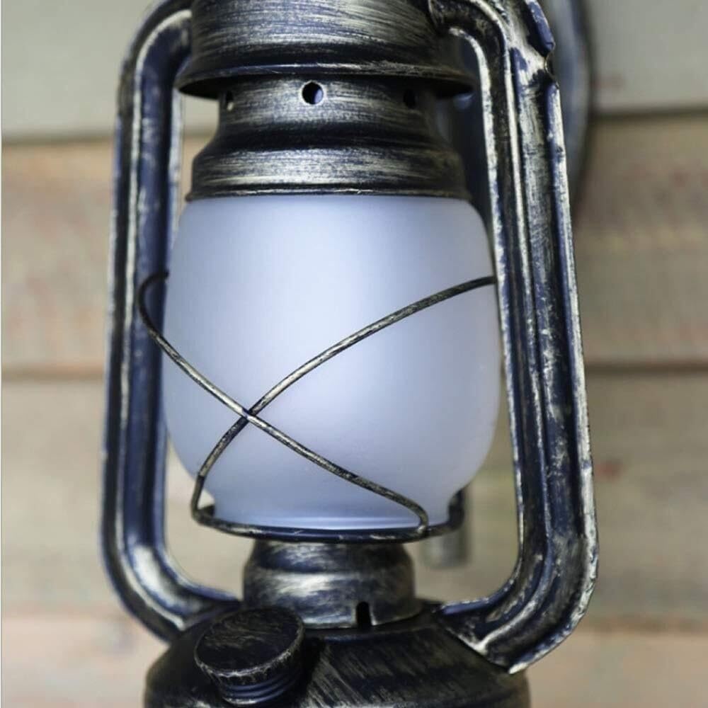 Rustykalna lampa ścienna nce, oprawa vintage z podstawą E27, z żelazkiem i szkłem, klosz, zamontowane oświetlenie do werandy garażu