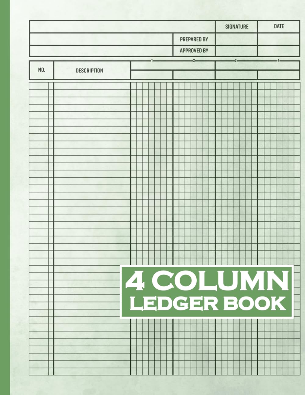 4 Column Ledger Book: Flexible Personalized Accounting Log, Financial Record for Small Business Management and Household Finances - Express Green Cover