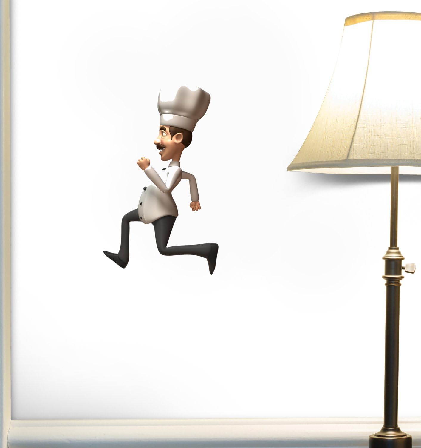 Wallmonkeys Chef Cook Running Wall Decal Peel and Stick Graphic WM252995 (18 in H x 13 in W)