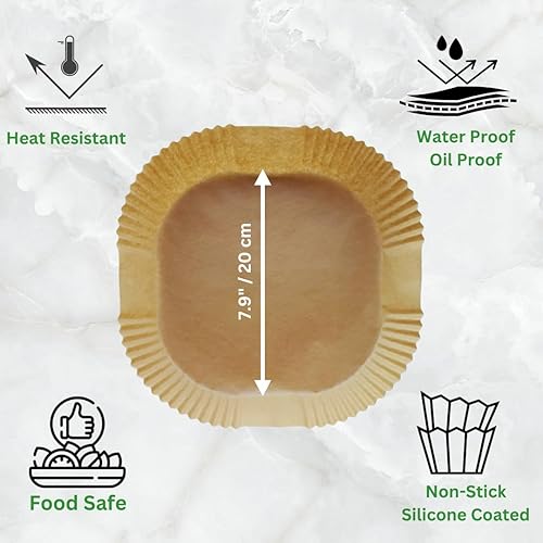 Miniatura 2 de Revestimientos cuadrados desechables para freidora de aire, papel pergamino para accesorios de freidora de aire, forros para cesta de freidora de