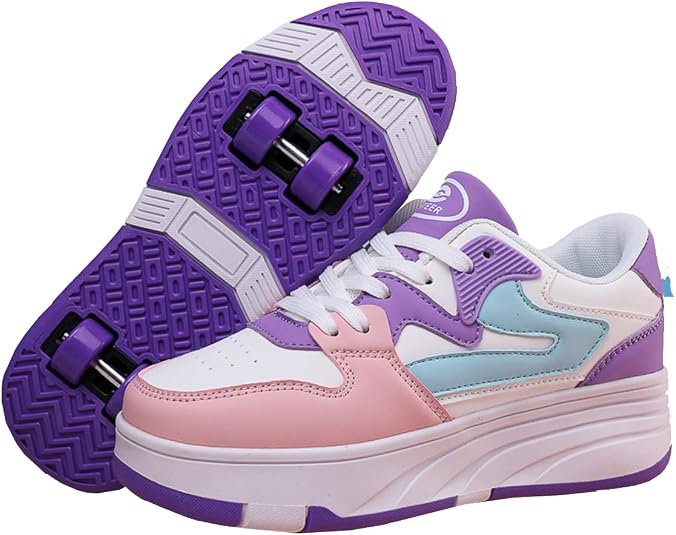 Chaussures à Roulettes Enfants 2 En 1 Patins Rétractables Garçons Filles - Skate Intérieur Extérieur