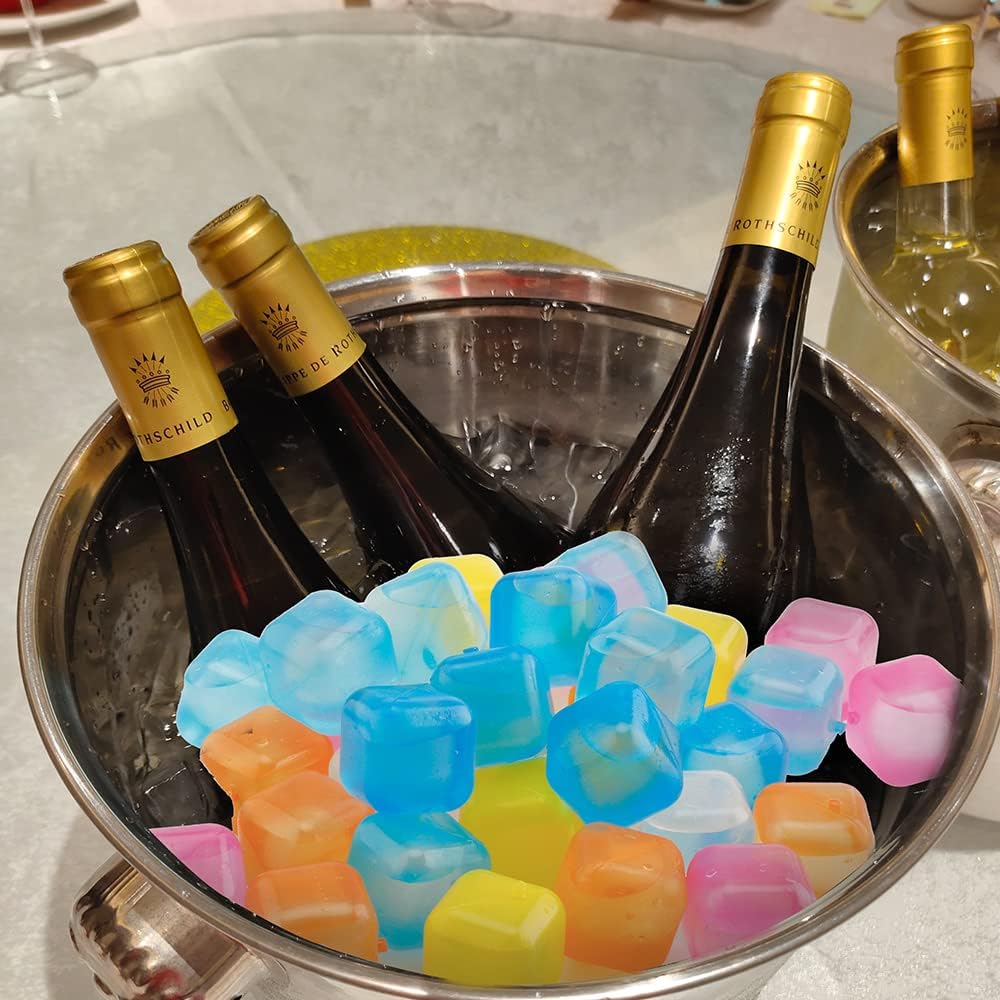 Reble Ice Cubes for Drinks Square Plastic Ice Cubes Freeze Drinks