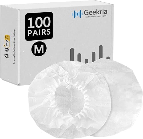 Geekria 100 pares de fundas desechables para auriculares para auriculares sobre la oreja y resonancia magnética, almohadillas sanitarias elásticas,