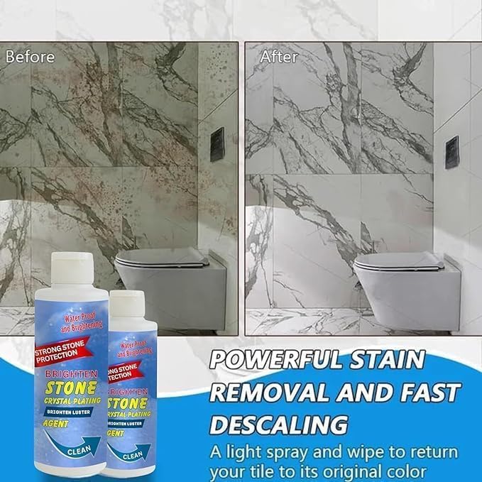 KIRMIT 1Pcs Stone Crystal Plating Brighten Luster Agent for Marble, Granite & Stone, Marble & Granite Floor Cleaner Help to Remove Stains Grease Grime Water Spots Fingerprints Smudges (Pack of 1) 4