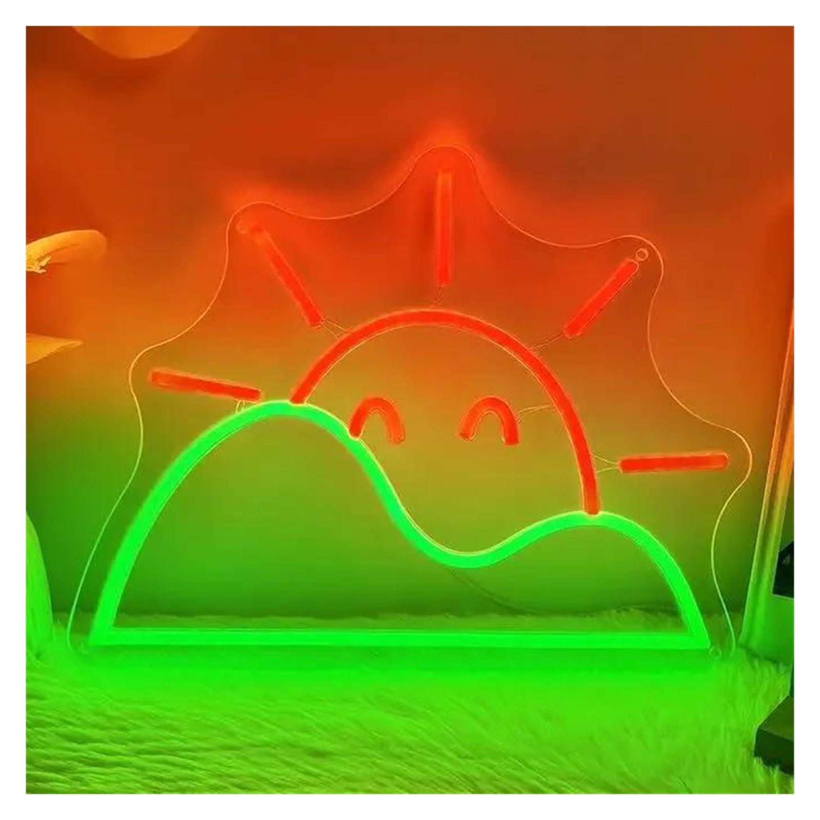 XENITE Hanging Art Neon Signs Sunrise Smile Neon Sign USB Dimmable LED Light for Kids Bedroom Gaming Room Children's Room Wall Decor 38cmx30.4cm