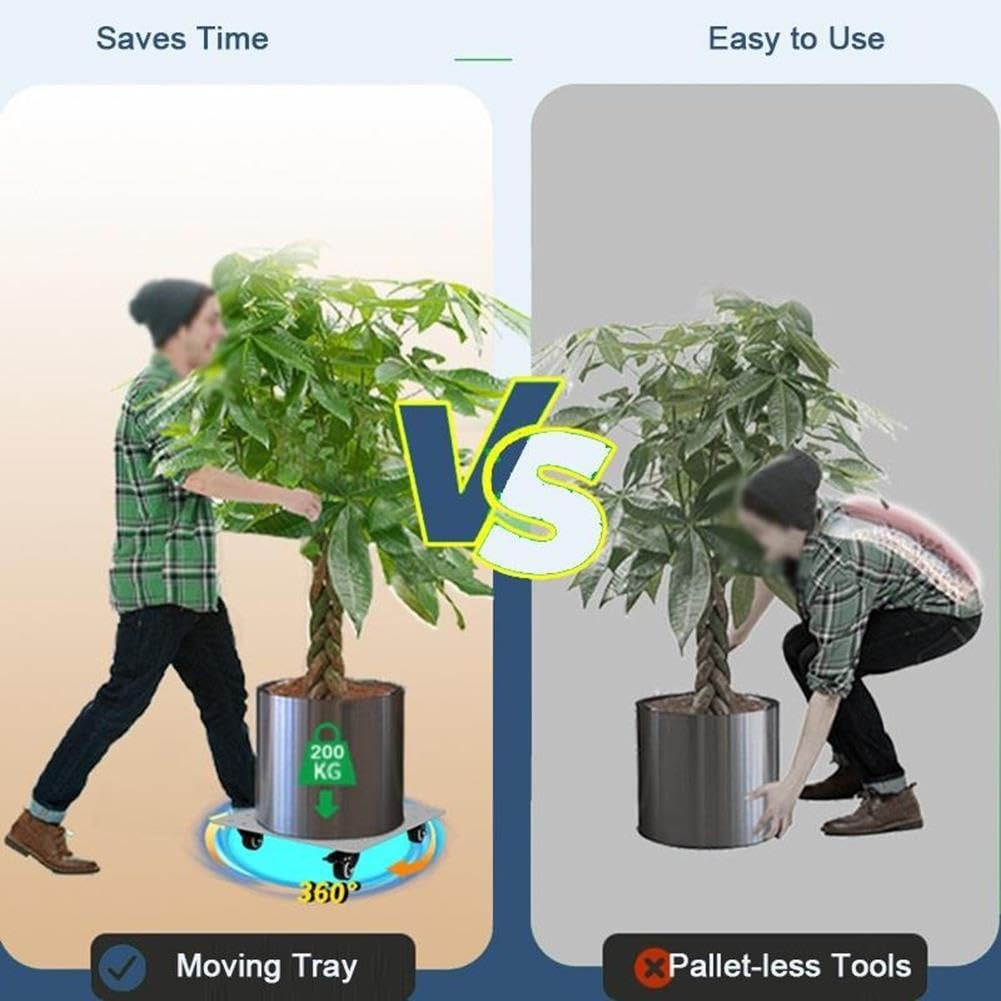 Support À roulettes Carré pour Plantes en Acier Inoxydable