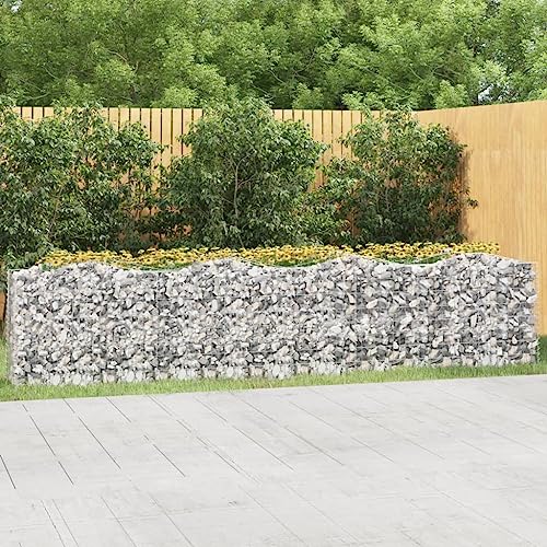 prissent Gabion à arc avec lit surélevé 400 x 50 x 100 cm Gabions métalliques Gabion pour pierres mur de gabions panier de gabions barrière de jardin décorative et absorbant le fer galvanisé