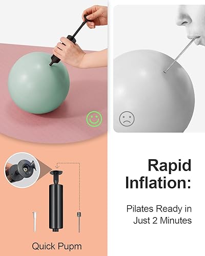 Miniatura 5 de YOTTOY Pelota de pilates, pelota de ejercicio de 10 pulgadas con tecnología antiestallido para estabilidad, pelota de estabilidad para yoga,