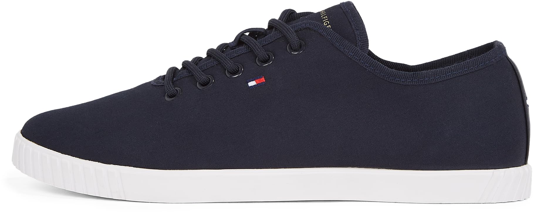 Tommy Hilfiger Women’s Elegant Canvas Lace-Up Cupsole Trainers, Blue (Space Blue), 6.5