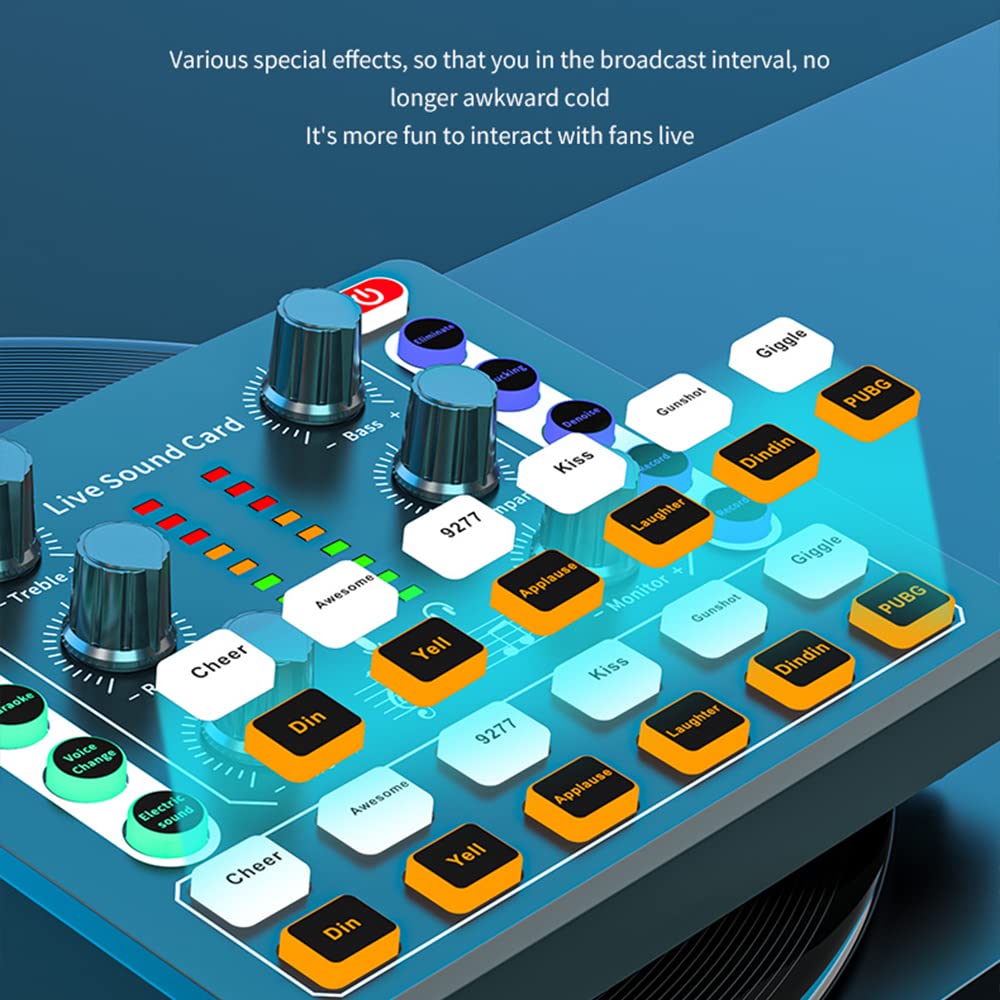 Scheda Audio Mini Mixer Bluetooth, Scheda Audio dal Vivo con Vari Effetti sonori, Scheda Audio per Cambio Voce in Streaming Live per la Registrazione di Musica, Trasmissione di Canto, Nero