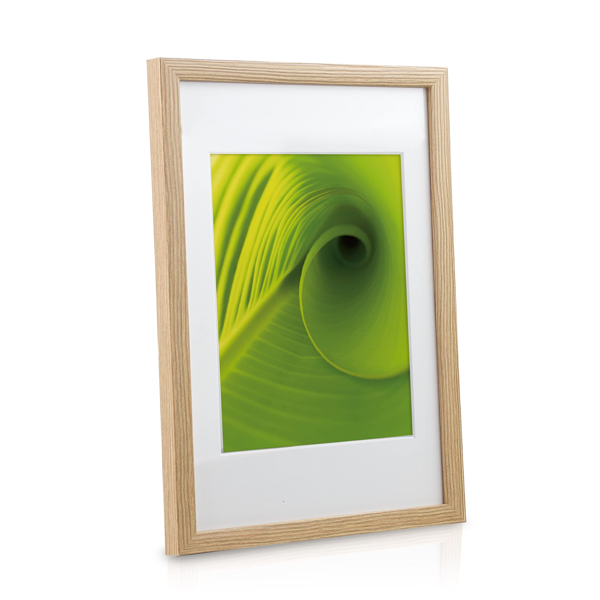 bomoe Juego de Marcos de Fotos 24 Piezas con Paspartú de Madera Cristal | 10x10,5x15cm 8x13x18cm 4x15x20cm 2x20x30cm roble cristal de plástico mural Decoración Marco pared collage Nature