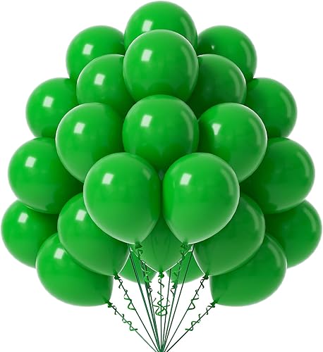 Globos verdes de 12 pulgadas, paquete de 50 globos de látex verde para fiesta, calidad de helio, para cumpleaños, graduación, baby shower, selva,