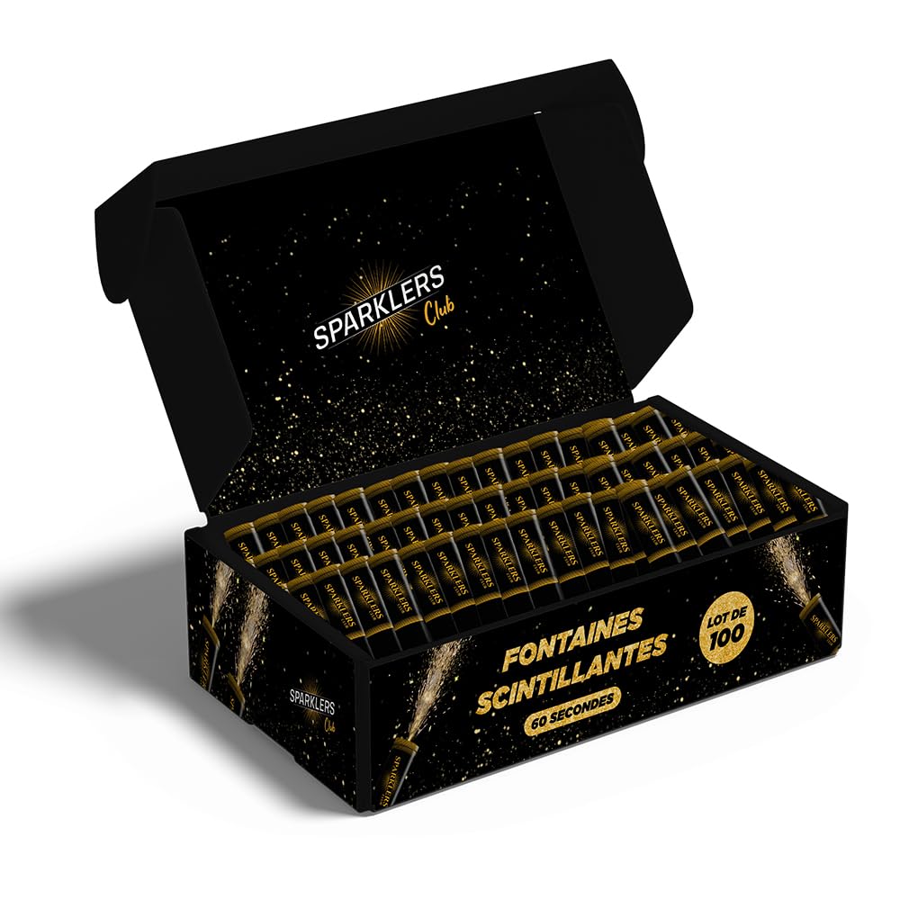Lot de 100 Fontaines lumineuses 1 minute pour gâteau et bouteille de champagne, Bougie d'ambiance anniversaire décoration