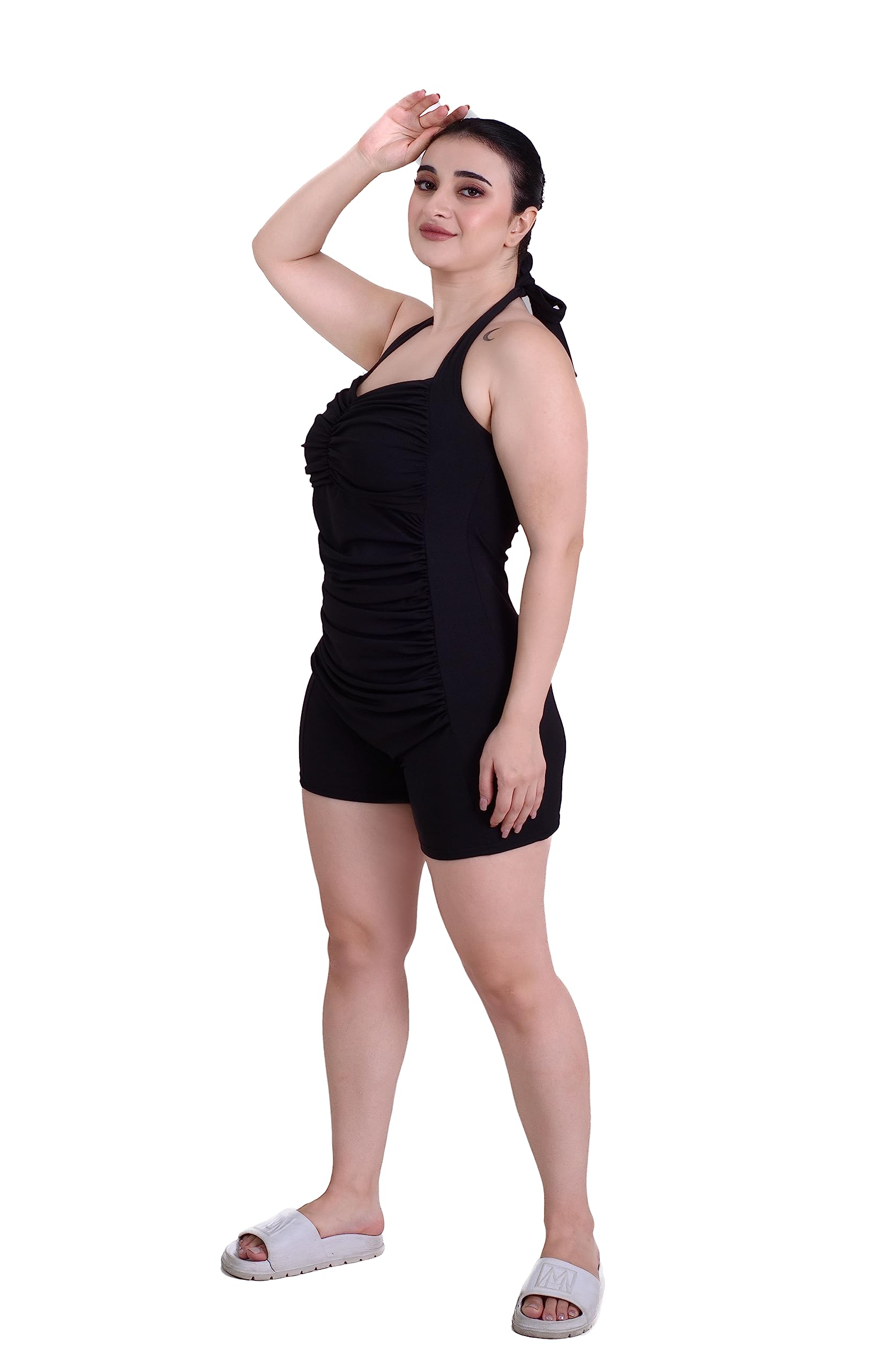 Halter Neck Women One Piece Swimsuit Black |Swimming Suit for Women