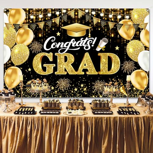 Black Gold Banner para Graduación 71x43 pulgadas miniatura 5
