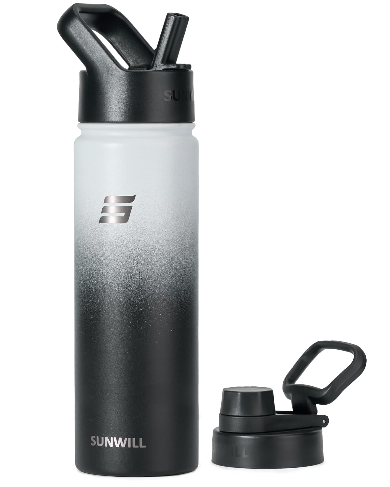 SUNWILL Stainless Steel Water Bottle with Straw, 650ml Insulated Water Bottle Metal, Leakproof Water Flask for Gym & Travel