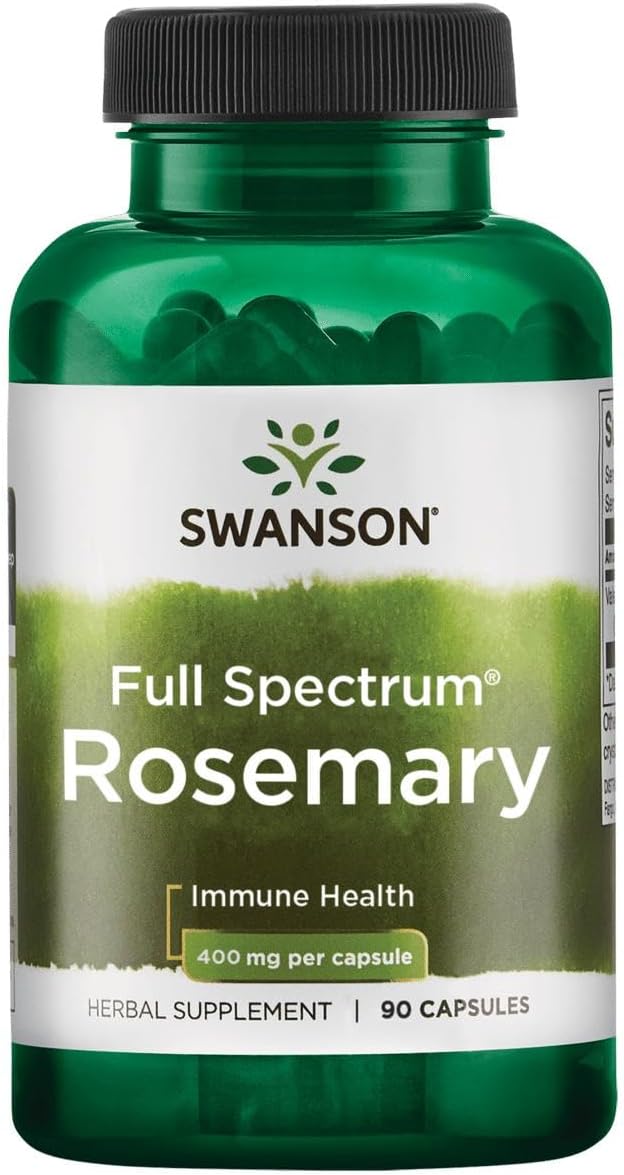 Swanson Full Spectrum Rosemary - Herbal Supplement Promoting Immune Health Support - Natural Formula to Help Defend The Body & Support Overall Wellness - (90 Capsules, 400mg Each)