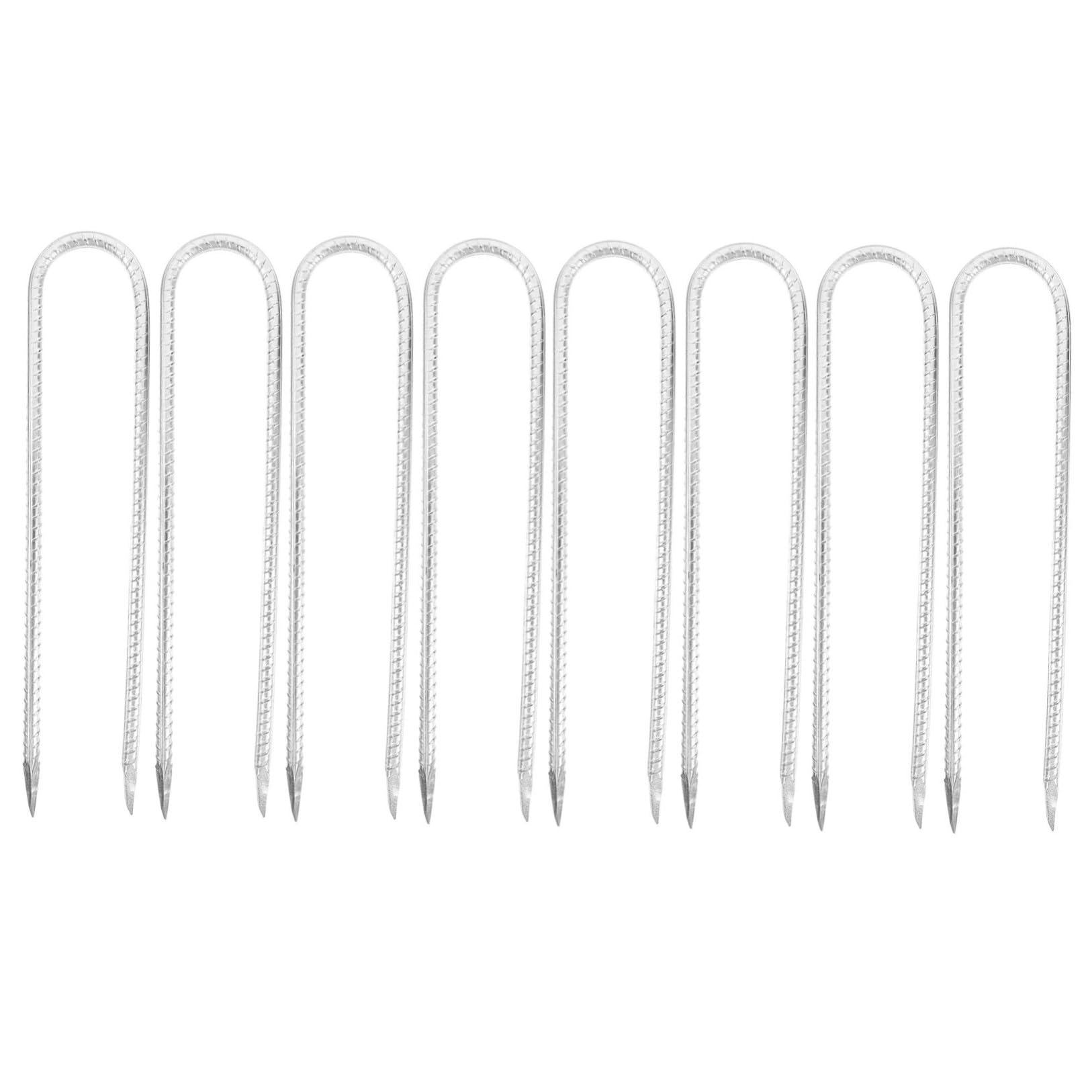 Happyyami Picchetti a U in Acciaio Zincato per Campeggio e Giardinaggio, Resistenti e Durevoli, 8 Pezzi per Tende e Teli da Giardino, Fissaggio Sicuro del Terreno