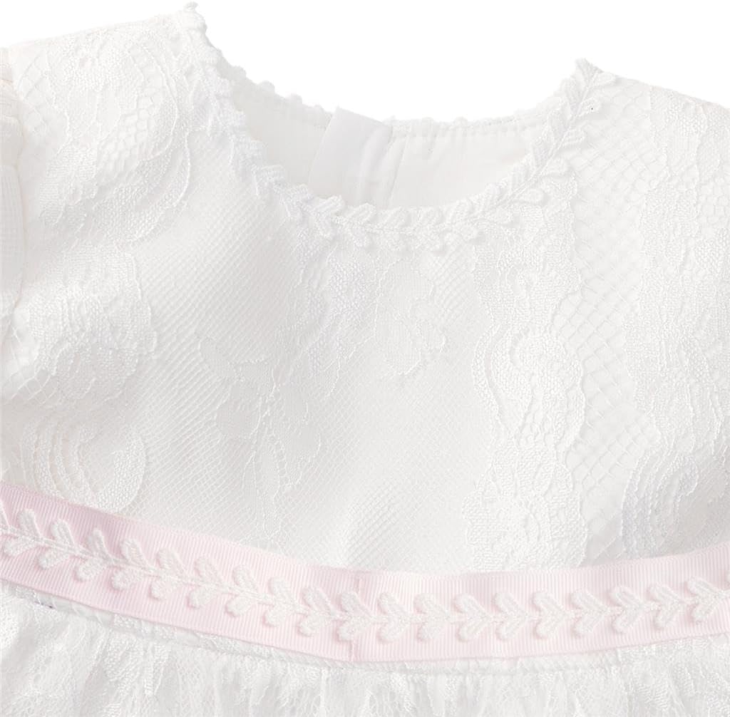 Dressy Daisy Flower Girl Dress Baby Toddler White Lace Dresses for Wedding Special Occasion Birthday Party Size 3 Month - 3T