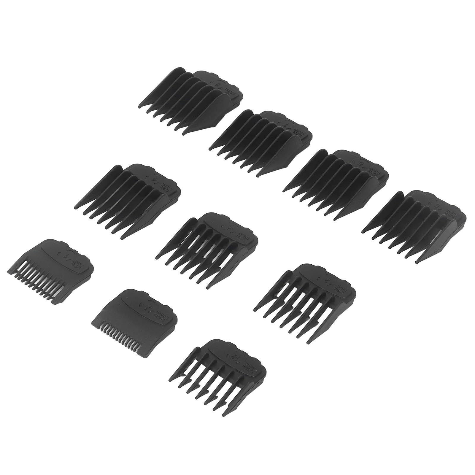 10pcs Hair Clipper Comb Universal Clear Number Comb Attachment Black with Storage Box