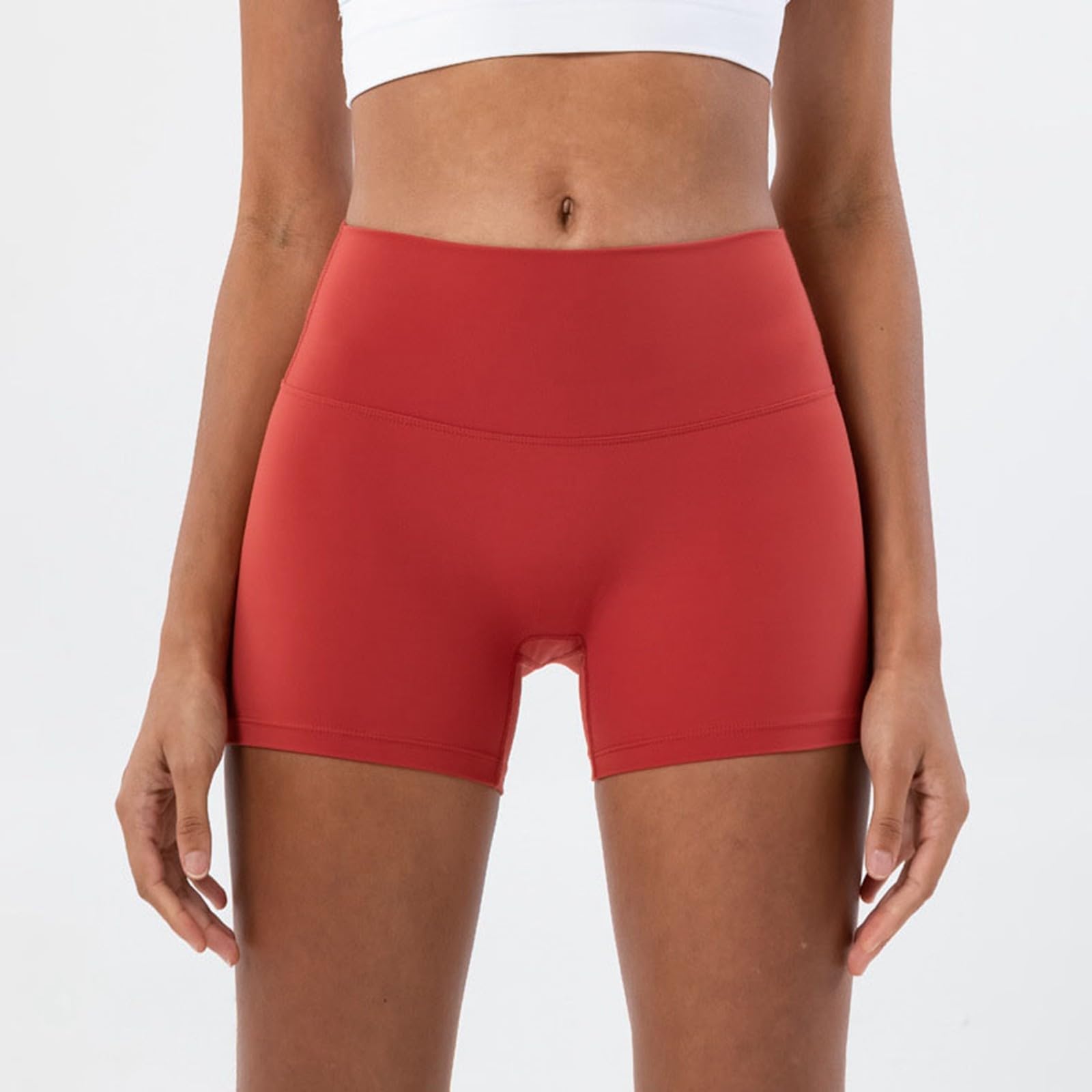 Yoga Seamless Active Shorts Butt Lifting Spandex Compression Tennis Shorts Frayed Comfortable Breathable Gym Short Red XL