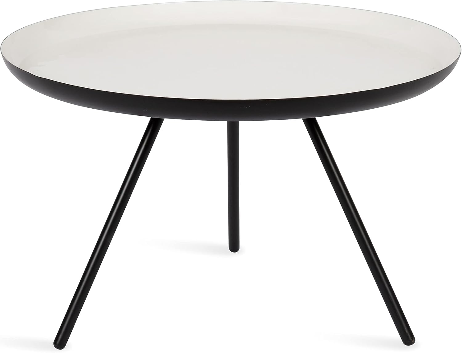 Kate and Laurel Laranya Modern Metal Coffee Table, 25 Inch Diameter, Black and White, Decorative Round Coffee Table for Display and Storage