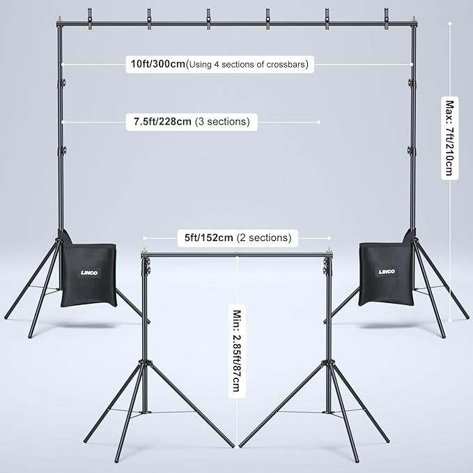 LINCO Kit Soporte para Fondos 10x7 ft Ajustable para Fotografía miniatura 2