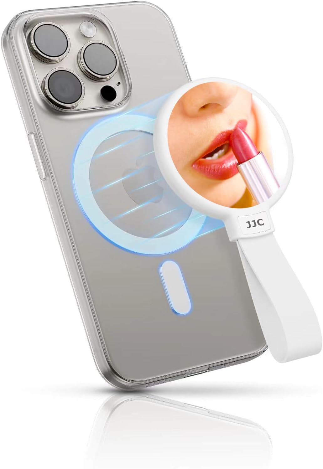 Magnetic Phone Mirror for iPhone 17 16 15 14 13 Pro Max Plus & Magsafe Case, Selfie Monitor Screen Mirror with Holder Grip, Magnet Phone Mirror for Make up Selfie Vlog
