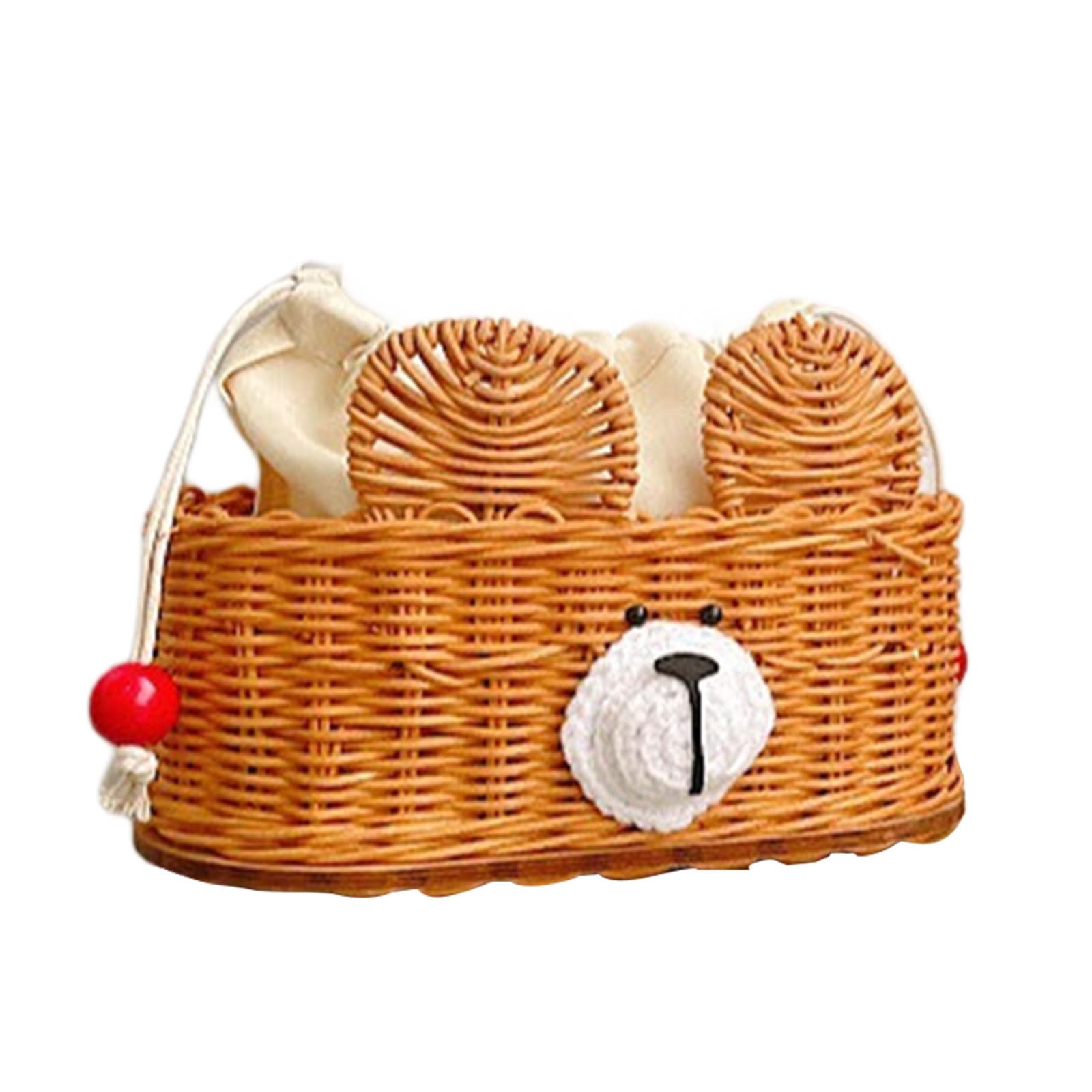 Handcrafted Fiber Tissue Box Cover Featuring Lovely Animal Figure Neutral Home Organization Essential Aesthetic Bear Shape Tissue Container