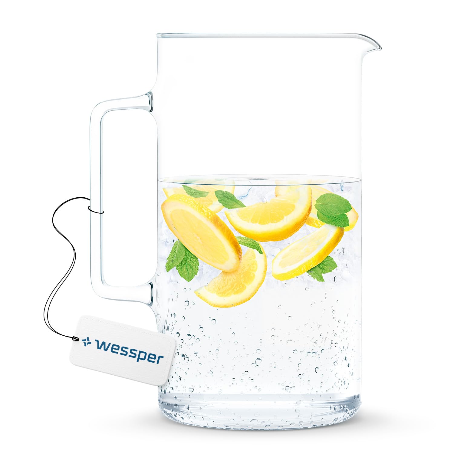 Wessper Caraffa Acqua in Vetro Borosilicato per Succo Caldo Freddo Bevande ghiacciate tè Latte caffè e Vino Ross 3 L