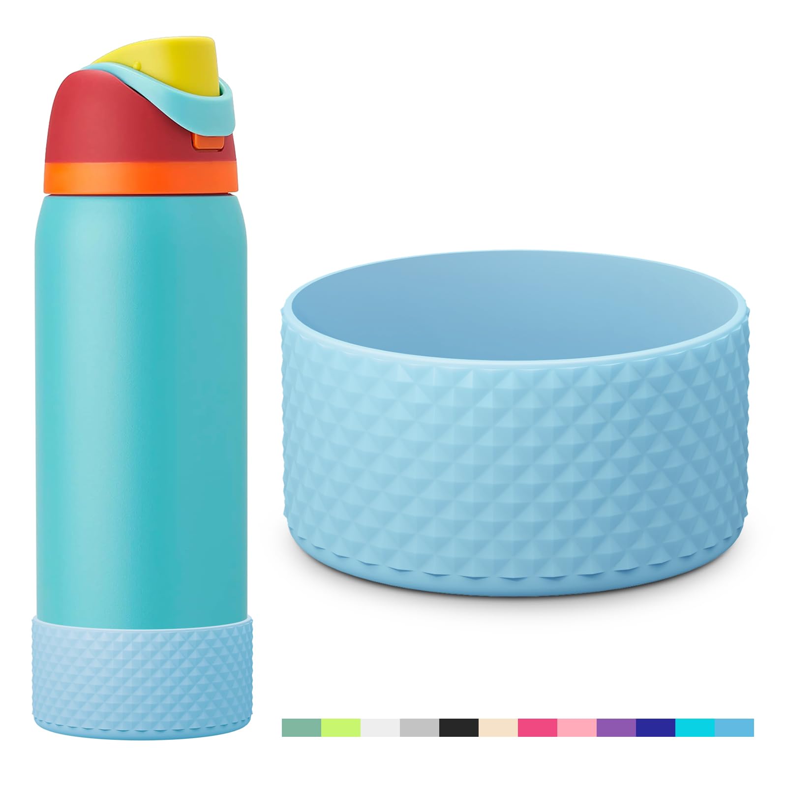 yoelike Diamond Silicone Water Bottle Boot for Owala, Anti-Slip Protective Sleeve for FreeSip/Twist/Flip, Watter Bottle Accessories, Bottom Bumper