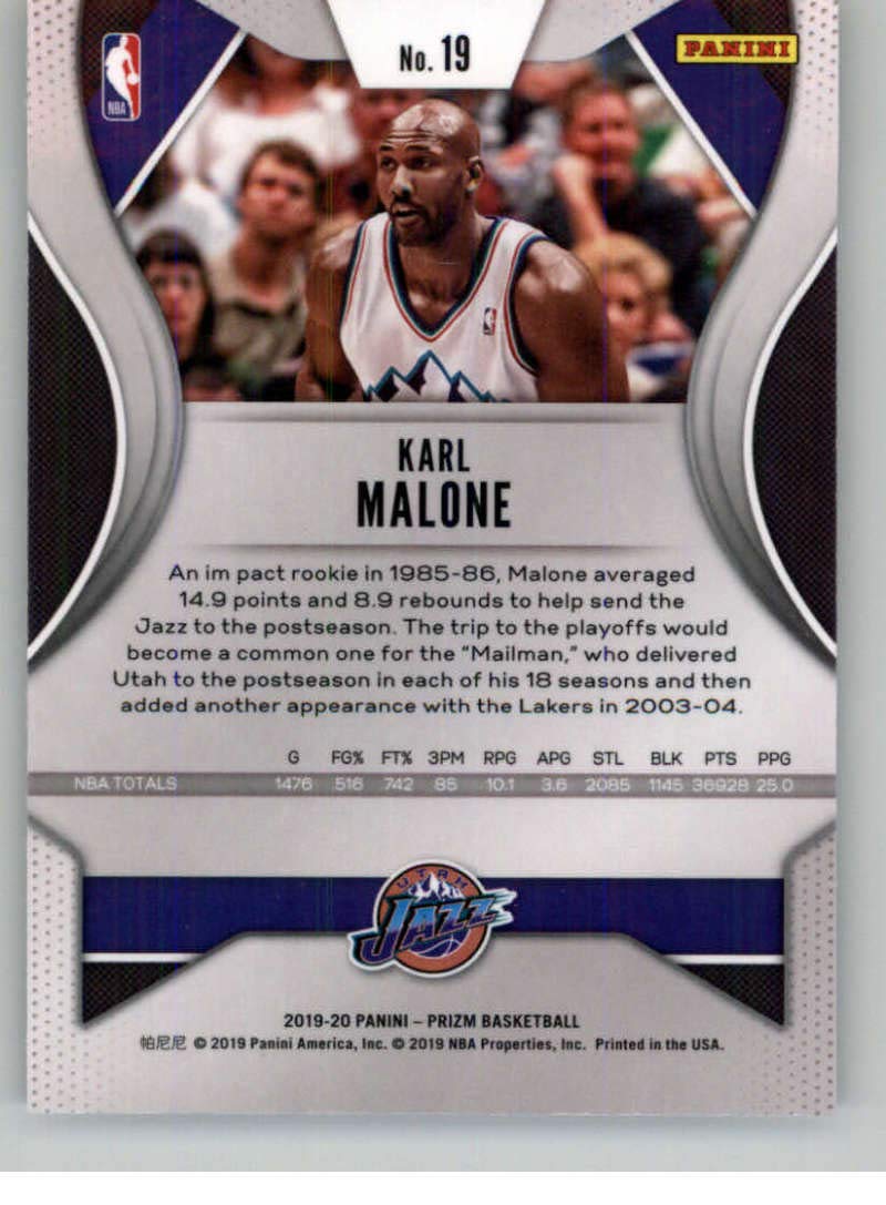 Amazon.com: 2019-20 Panini Prizm #19 Karl Malone Utah Jazz NBA