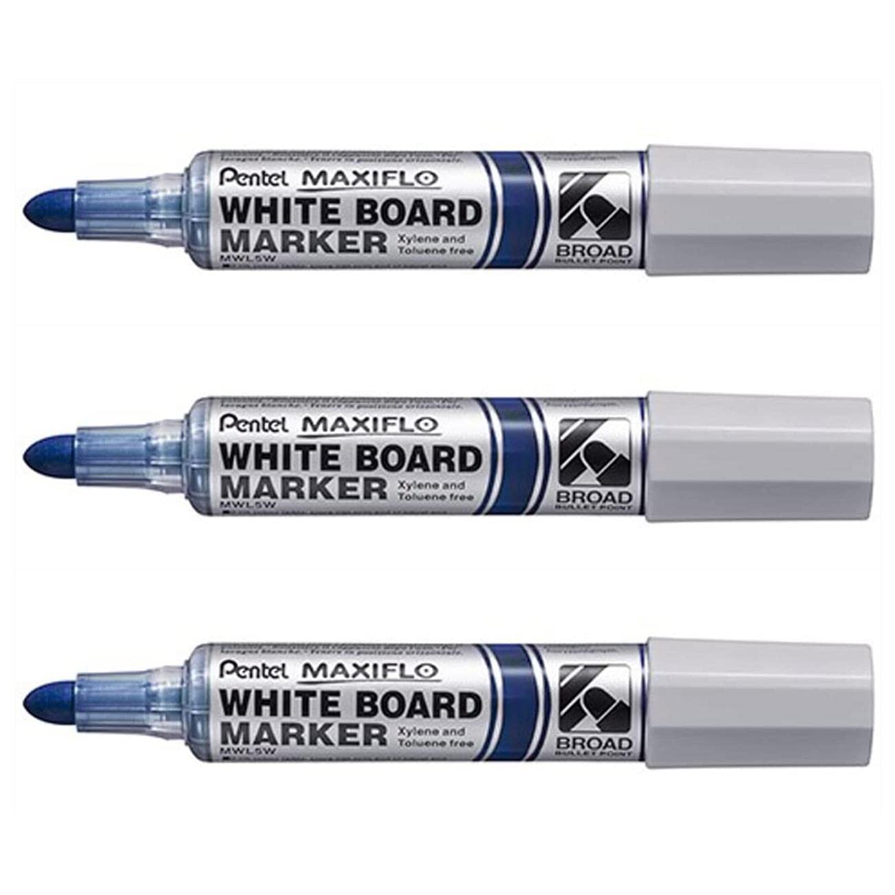 Marqueurs tableau blanc PENTEL MAXIFLO MWL5W bleu effaçable pointe biseautée - 3