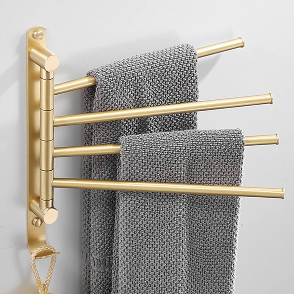 Porte-Serviettes Porte-Serviettes pivotant, Porte-Serviettes en Laiton Total doré brossé, Porte-Serviettes de Salle de Bain Noir fixé au Mur, Porte-Serviettes de Salle de Bain pour Cuisine d