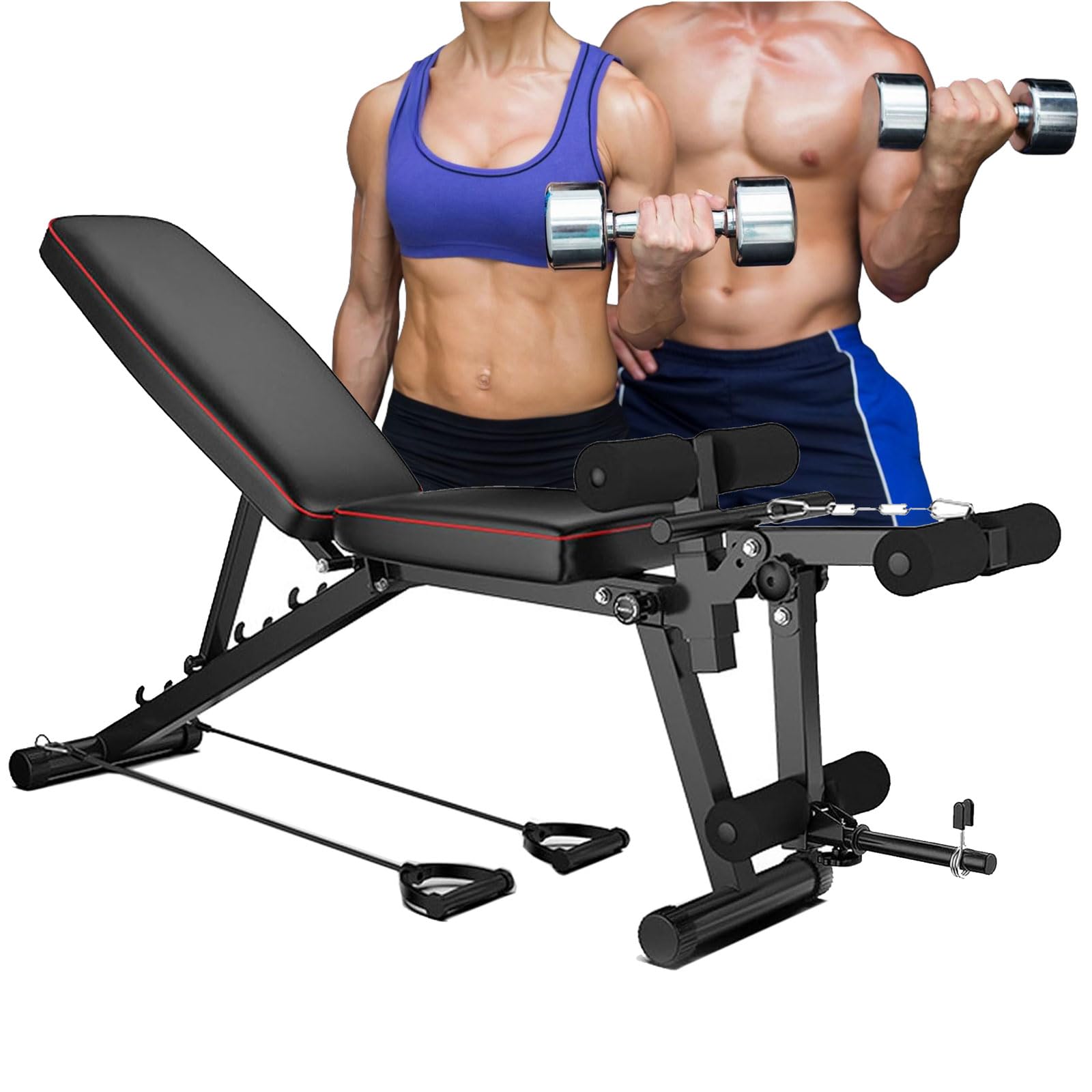 Banco Musculación, con Capacidad de 200 kg, Banco de Pesas Multifuncional y Banco Abdominales para Entrenamiento en Casa, Banco de Gimnasio, Banco de EjerciciosBlack,48 * 162 * 111CM