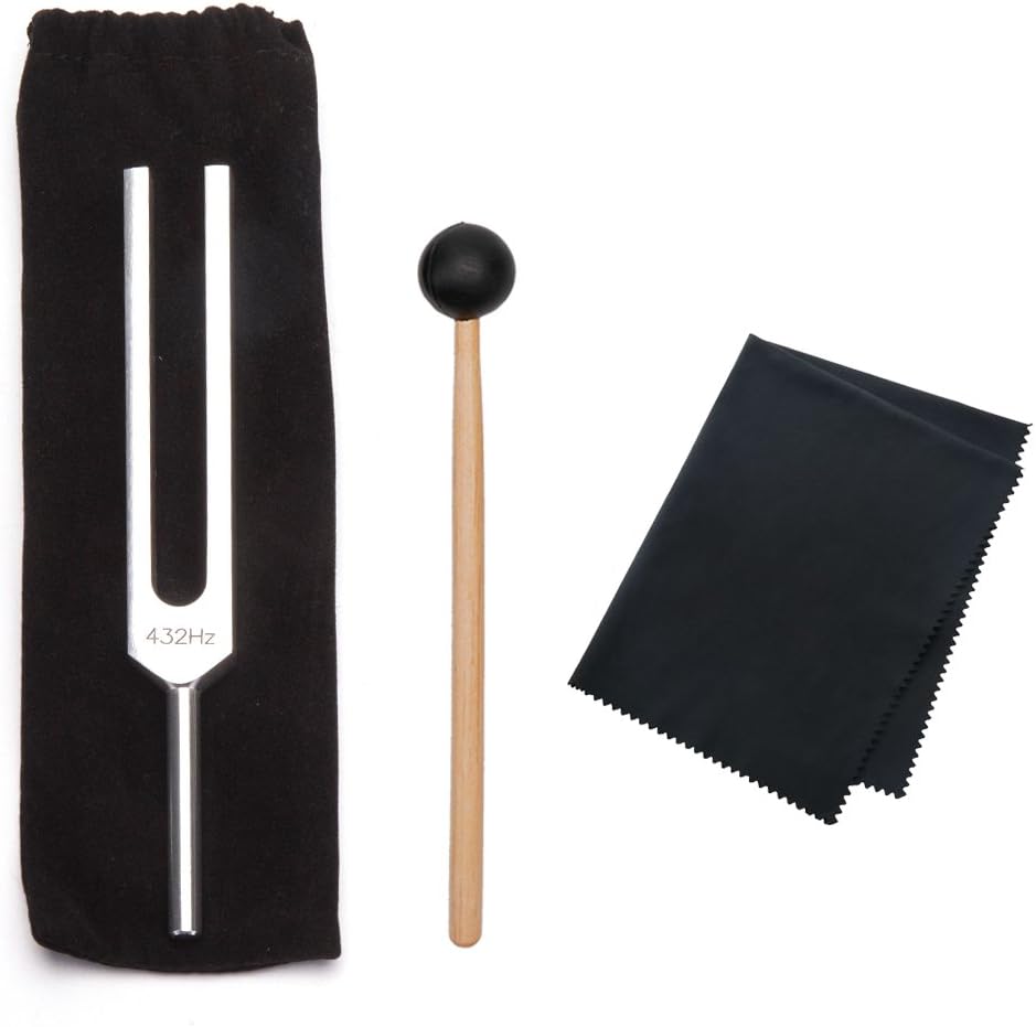 Youjoy 432 Tuning Fork 432hz Tuning Forks Healing Tuned Tuning Fork with Mallet & Cleaning Cloth Bag Magnetic Aluminum Alloy