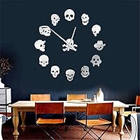 Vista 9 de The Geeky Days Reloj de pared gótico 3D silencioso sin marco, funciona con pilas, con efecto espejo, efecto espejo, decoración de pared para sala