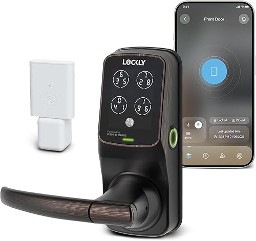 Lockly Secure Pro Smart Lock Wi-Fi, cerradura de puerta con teclado digital de entrada sin llave, sensor de huellas dactilares biométrico 3D con
