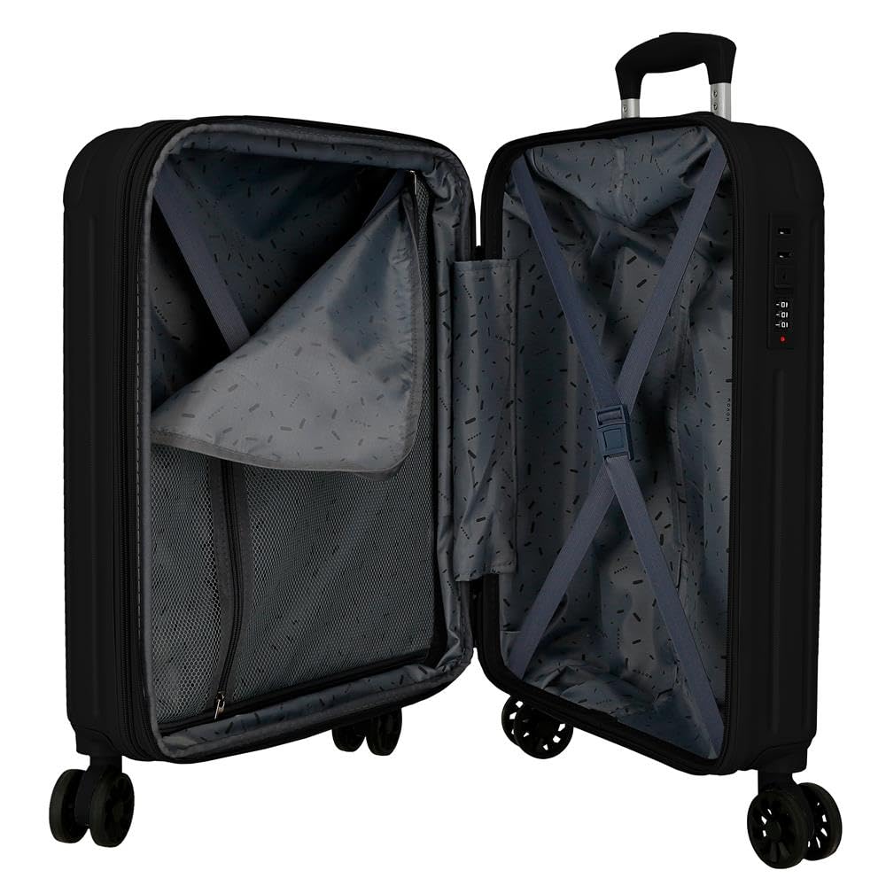 MOVOM Joumma Timber Valigia da Cabina Nero 40x55x20 cm Rigido ABS Lucchetto a Combinazione Integrato 37L 3.1kg 4 Doppie Ruote Estensibile Bagaglio a Mano