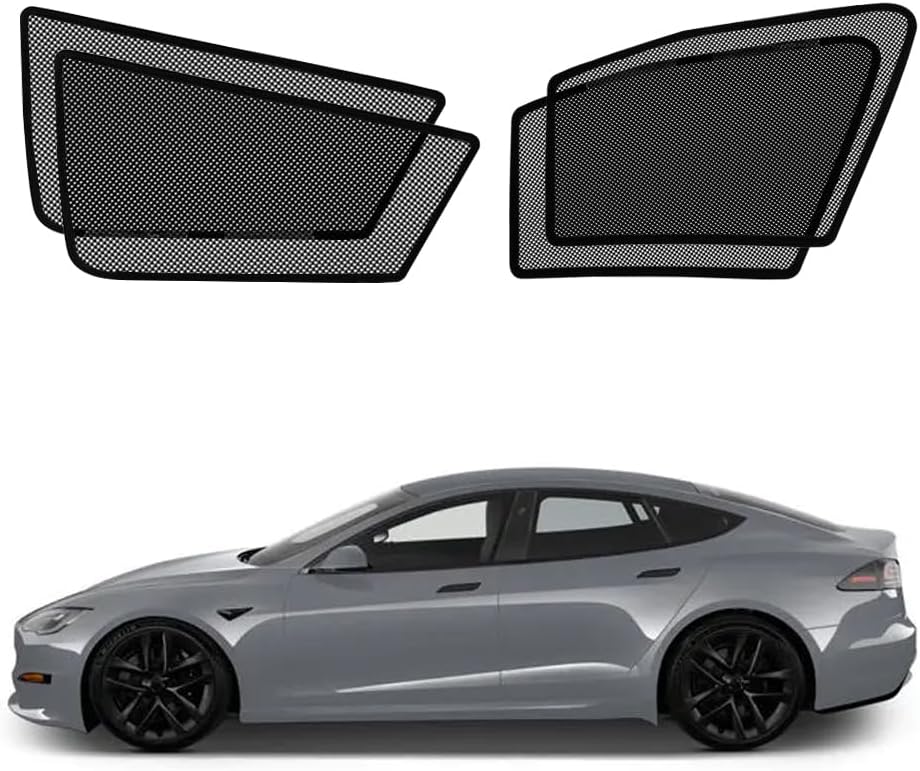 BWEN Car Window Shades Fit for Tesla Model S 2021-2025,Rear Side Window Sun Shade for Privacy and Sun Protection for Napping Camping Travel, 4PCS