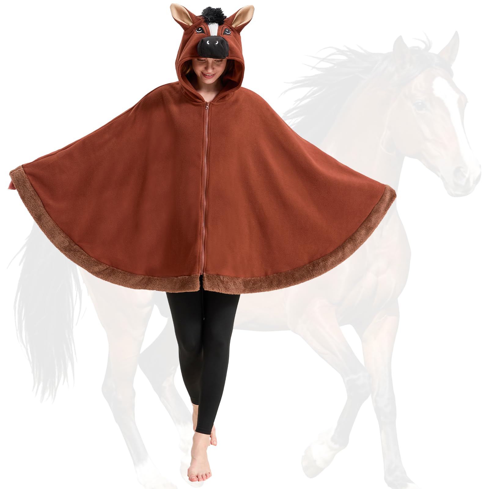 Horse Costume Cape - Farm Animal,Halloween Adults Cosplay Cloak In Pajamas